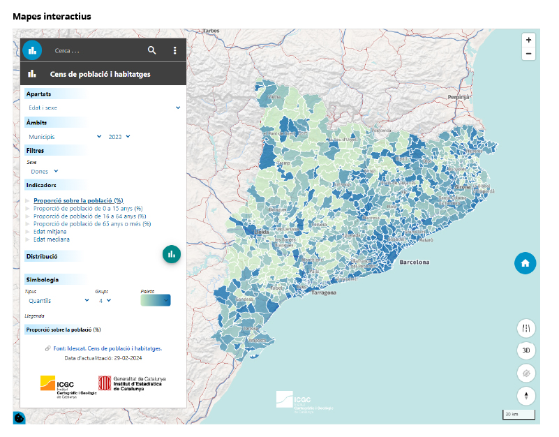 Exemple de mapa interactiu sobre el Cens de població i habitatges